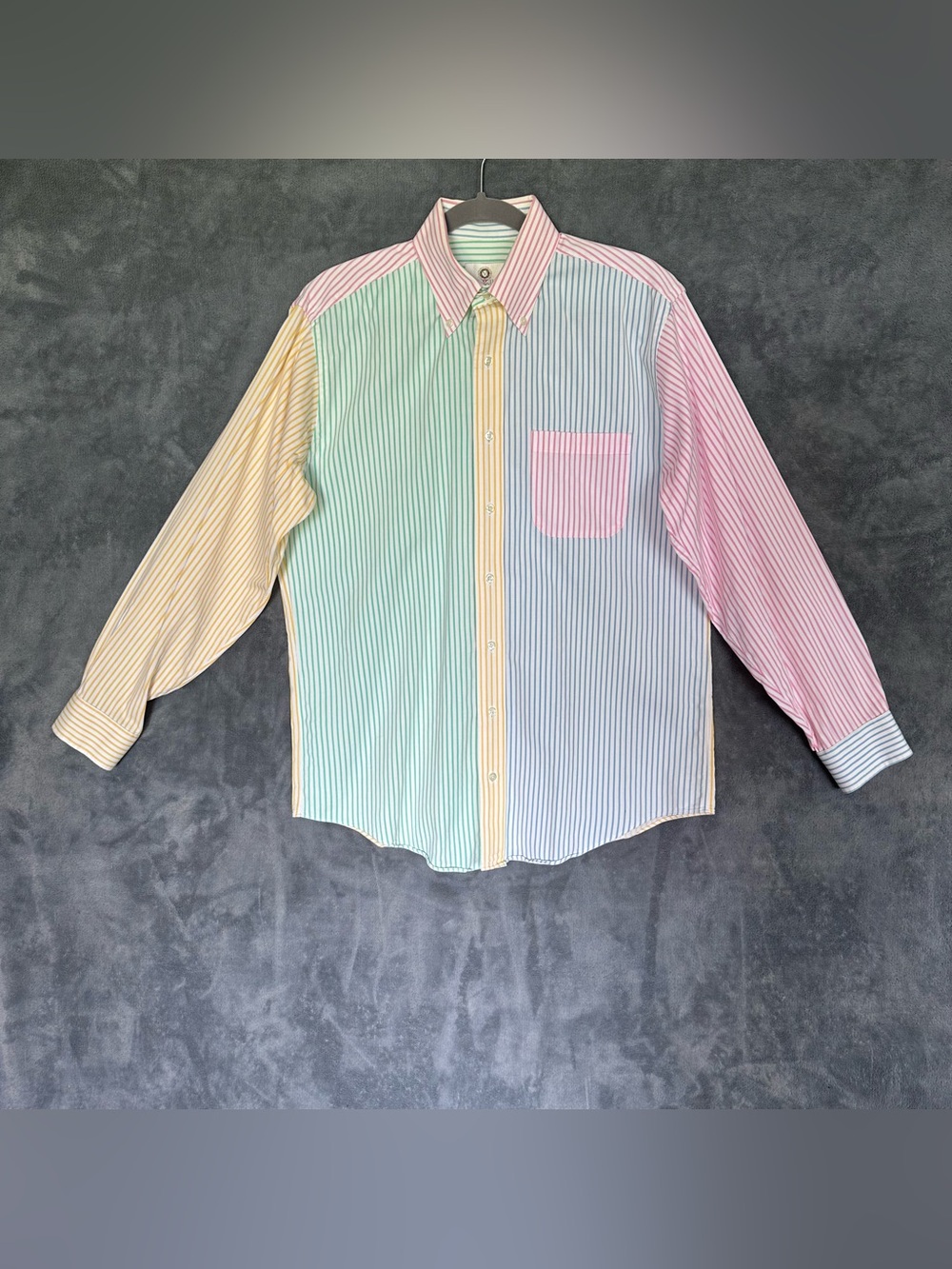 Viyella Multi Stripe BD Fun Long Sleeve Button Down Shirt Size Medium USA VTG